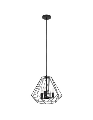 Candeeiro suspenso TARLE com 3 luzes, design preto e bases 3XE14