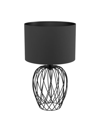 Lampe de table NIMLET avec base en fil noir et abat-jour en textile noir, E27