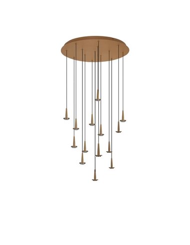 Plafonnier suspension avec 14 LED en cristal ANDROMEDA en forme de goutte, or 70W 3000K 7050Lm, socle rond