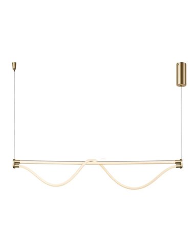 Lámpara Colgante con barra horizontal LED y manguera flexible de luz FUGAZ, 145,5cm de largo 38W 3000K oro