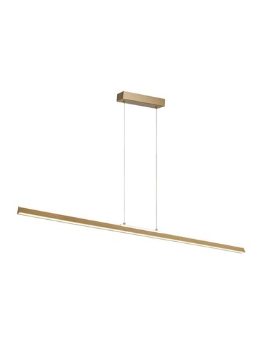 Candeeiro de teto suspenso LED extra longo, com luz LINEAR para cima e para baixo, 151,5 cm de comprimento, 54 W 3000 K Ouro