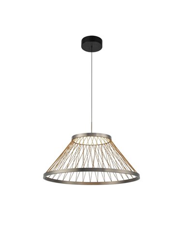 Suspension avec socle LED SPIDER 43W Ø60cm, treillis en fil gris 3000K