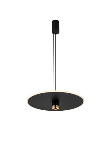 Candeeiro suspenso LED NÓMADA preto e dourado, design circular, 42W 3000K 5200Lm