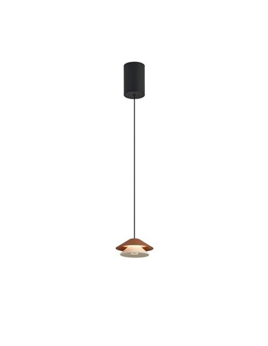 Candeeiro suspenso LED com abajur duplo Ø13cm PICCOLA regulável em altura, castanho 5W 3000K 550Lm