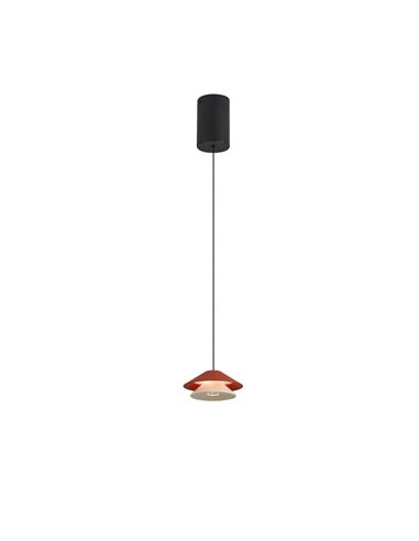 Lámpara Colgante LED con doble pantalla Ø13cm PICCOLA 5W 3000K 550Lm naranja, regulable en altura