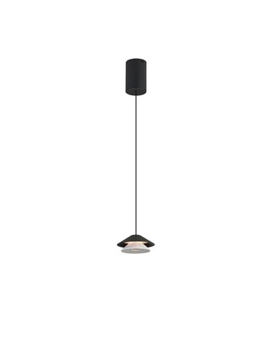 Candeeiro suspenso LED preto com abajur duplo Ø13cm, PICCOLA regulável em altura, 5W 3000K 550Lm