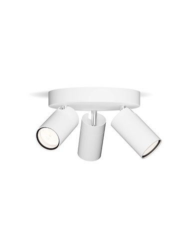 Plafonnier rond avec 3 spots de plafond pour salle de bain IDRIS 3xGU10 (non incl) Blanc, ClickFix