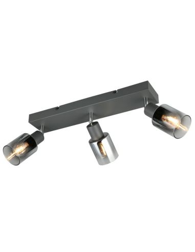 Barrette de Plafond Orientable 3 Spots CADIZ Abat-jour Fumé 3xE14 | LéonLeds