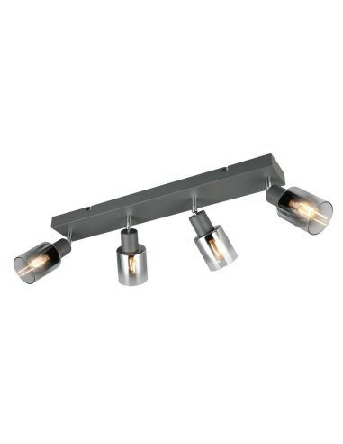 Regleta de Techo 4 Focos Orientables CADIZ Pantalla Ahumada 4xE14 | LeonLeds