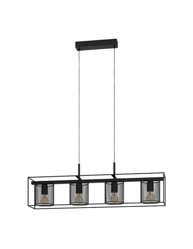 Lampe à suspension CATTERICK avec 4 abat-jour en fil noir, 4xE27 (non inclus)