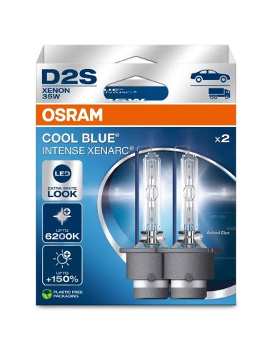 Bombillas D2S Cool Blue Intense Nex Generation luz blanca aspecto LED 6.200K + de 150% mas de luz Embalaje Duo Osram 66240CBN