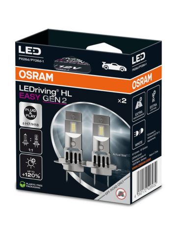 Boîte d'Ampoules LED H7 H18 Gen 2 12V Sans transformateur Plug & Play LEDriving HL EASY 64210DWESY2 2 Unités.