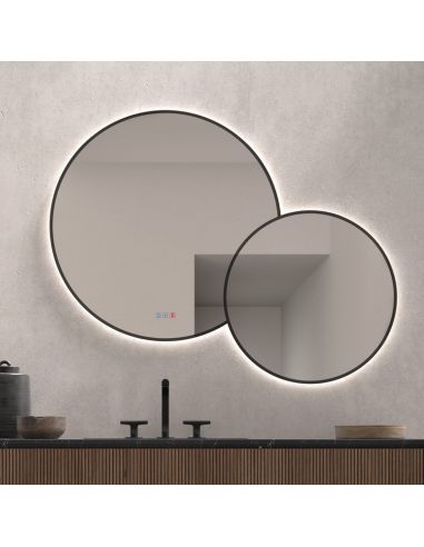 Miroir LED Rond PÓPULO 120x95cm Noir Triple Touch CCT | LeonLeds