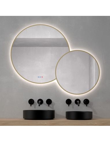 Miroir LED Rond BRASILIA 120x95cm Or Triple Touch CCT | LeonLeds