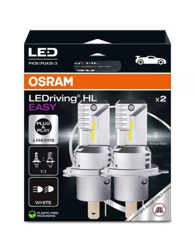 Pack 2 Ampoules LED H4/H19 12V Sans transformateur Plug & Play LEDriving HL EASY 64193DWESY Osram