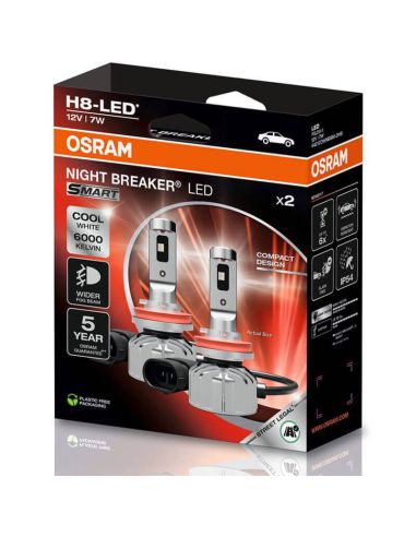 Caixa de faróis de nevoeiro LED OSRAM NIGHT BREAKER® LED SMART H8 – 6000K, homologação para vias públicas 64212DWNBSM-2HB