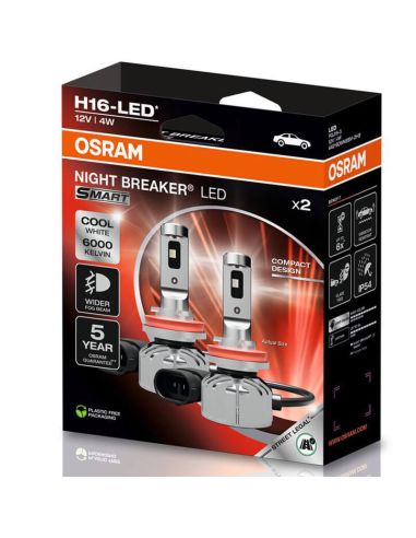 Ampoule antibrouillard approuvée H16 NIGHT BREAKER® LED SMART 64219DWNBSM-2HB par Osram | Lumière LED blanche 6000K