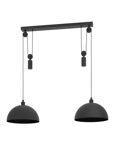 Candeeiro suspenso industrial, 2xE27 ajustável em altura individualmente, preto, WINKWORTH 1