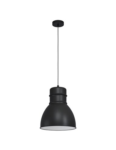 Lámpara colgante de acero negro e interior blanco, EBURY 1xE27 estilo New Nordic