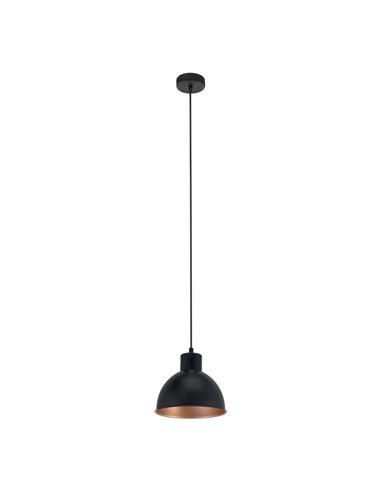 Lámpara colgante de acero negro con interior en cobre  Ø21cm TRURO 1, 1xE27