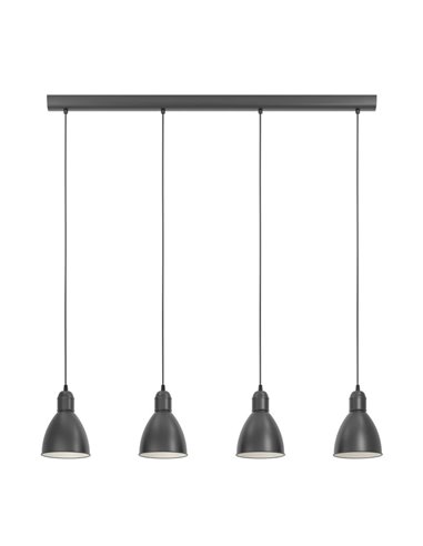 Candeeiro de teto com 4 luminárias suspensas, metal preto com interior branco PRIDDY, 4xE27