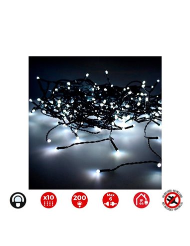 Cortina LED com 10 tiras, branco frio 2x2m, multifunções, Easy-Connect, IP44 (interior/exterior), sem transformador