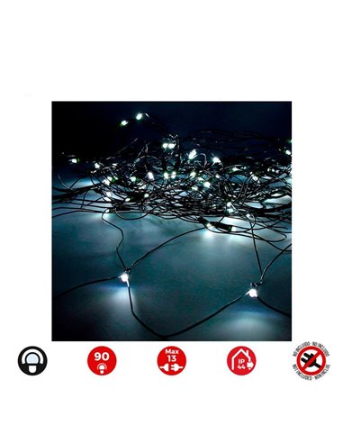 Rideau voilage LED Easy-Connect, 2x1,5m 90 Leds, blanc froid pour intérieur/extérieur, sans transformateur