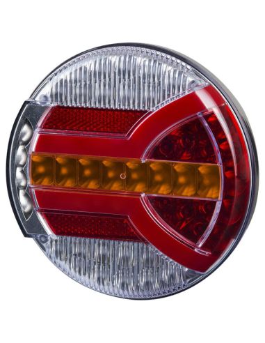 Veilleuse LED ronde avec éclairage latéral de plaque, Position, Clignotant et Frein 4 Fonctions Homologation Navia D, 2a, R1,S1,