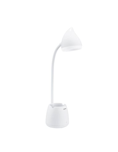 Candeeiro de mesa LED com porta-lápis integrado, HAT, branco, regulável 3000K/4000K/5700K