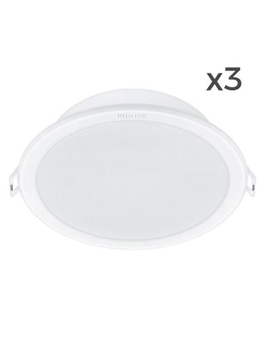 Pack de 3 Downlight LED empotrable MESON 5,5W Ø 90 mm 4000K, blanco