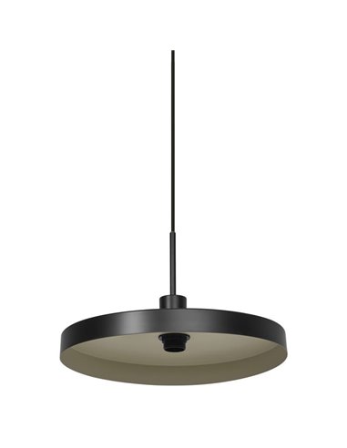 Lámpara colgante minimalista y sostenible de acero PLATE PENDANT, negro/beige E27