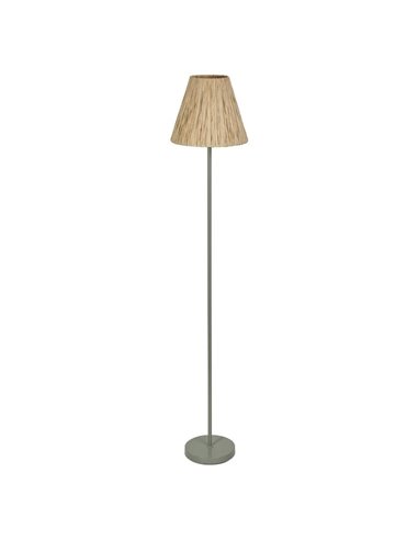 Lampadaire avec abat-jour RAFFIA FLOOR, avec base en acier vert, E27