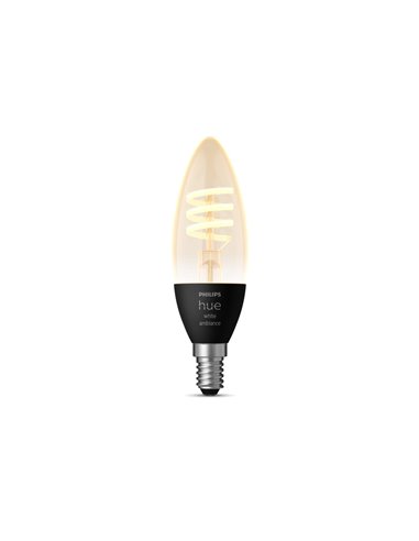 Bombilla LED inteligente E14 de vela, vintage de filamento HueWA, 4.6W 350Lm, De luz blanca cálida a fría