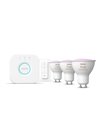 Kit de inicio 3 bombillas inteligentes GU10 White and color ambiance + Hue Bridge, 4.2W 400Lm