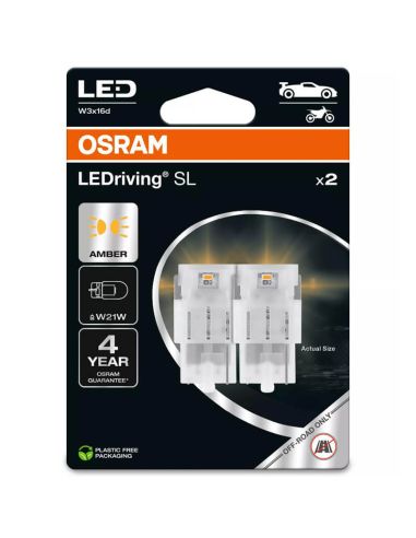 Ampoules LED W21W Ambre W3x16d 12V Pack 2 Unités 7505DYP-2BL LEDriving SL W21W Jaune