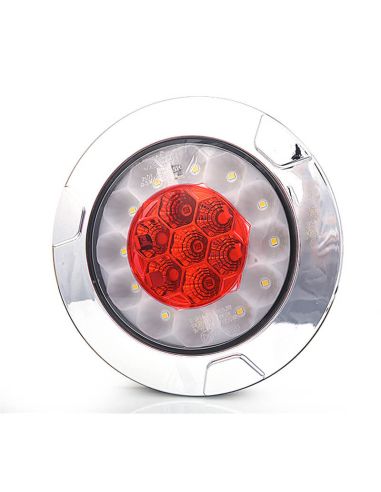 Feu arrière LED rond encastrable chromé W147 12V 24V antibrouillard et marche arrière R10 F, AR