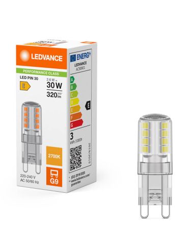 Bombilla LED G9 2,6W Reemplazo 30W 320Lm Performance Class Special CL 30 No-Dim 300º 2700K