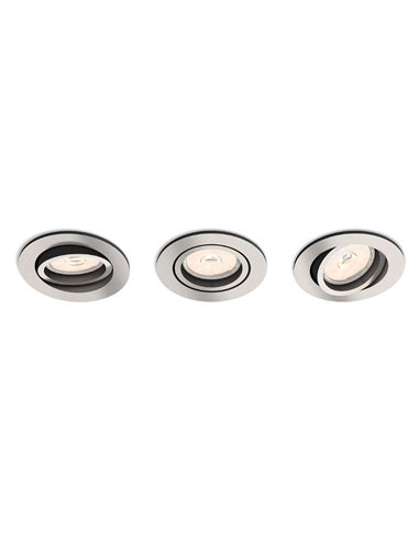 Pack de 3 downlights ronds encastrables et orientables DONEGAL, nickel, GU10 (sans ampoule)