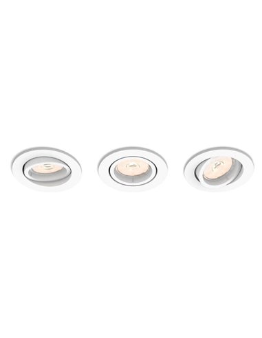 Pack de 3 Downlight empotrables y orientables, redondos, ENNEPER blanco, GU10