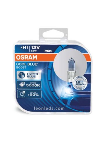 Ampoules H1 Cool Blue Boost pour véhicules 12V +50% lumière hyper bleue 5000K Osram | Éclairage LéonLeds