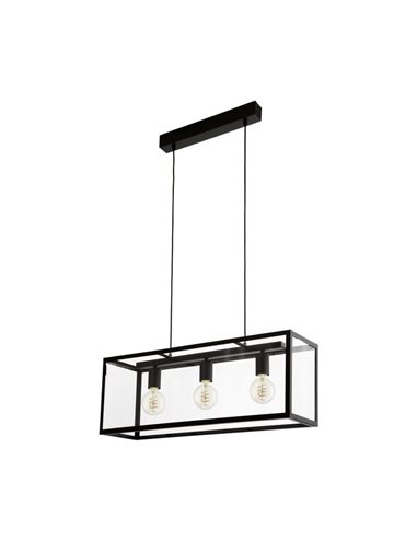 Candeeiro suspenso moderno de cristal preto CHARTERHOUSE, 3xE27