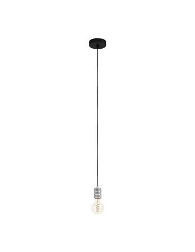 Lámpara colgante YORTH sencilla para bombilla grande, plata y negro E27, estilo Industrial Moderno