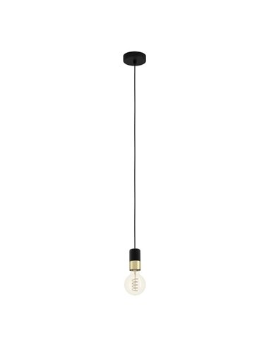 Candeeiro suspenso simples CALARI para lâmpada grande, preto E27, design minimalista