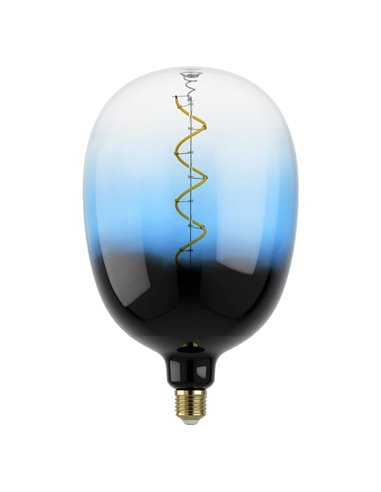 Bombilla LED de gran tamaño decorativa, T180 regulable, azul y negro 4W 2700K E27, de filamento en espiral