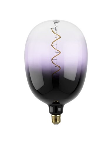 Bombilla LED de gran tamaño decorativa T180 regulable, morado y negro 4W 2700K E27, de filamento en espiral