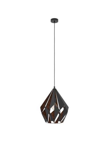 Candeeiro suspenso CARLTON 1 em metal preto e cobre | Estilo Vintage Moderno Ø 38,5Cm