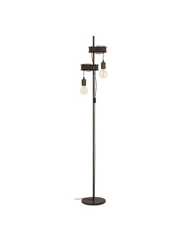 Lampadaire de style industriel avec poutres marron TOWNSHEND 4, avec 2 douilles E27