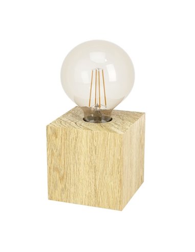 Candeeiro de mesa cubo de madeira natural PRESTWICK 2, E27