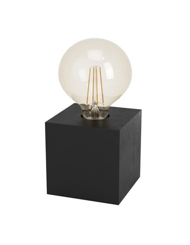 Lampe à poser cube en bois noir PRESTWICK 2, E27