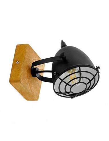 Aplique de pared y techo GATEBECK, 1 Luz E14, base madera, pantalla negro